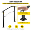 Handrails for Outdoor Steps, Fit 2 or 3 Steps Outdoor Stair Railing, Arch#2 Wrought Iron Handrail, Flexible Porch Railing, Black Transitional Handrails for Concrete Steps or Wooden Stairs