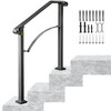 Handrails for Outdoor Steps, Fit 2 or 3 Steps Outdoor Stair Railing, Arch#2 Wrought Iron Handrail, Flexible Porch Railing, Black Transitional Handrails for Concrete Steps or Wooden Stairs