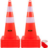 Safety Cones, 10PCS 28" Traffic Cones, PVC Orange Construction Cones, 2 Reflective Collars Traffic Cones with Weighted Base and Hand-Held Ring Used for Traffic Control, Driveway Road Parking