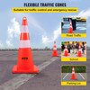 Safety Cones, 10PCS 28" Traffic Cones, PVC Orange Construction Cones, 2 Reflective Collars Traffic Cones with Weighted Base and Hand-Held Ring Used for Traffic Control, Driveway Road Parking