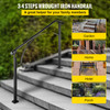 Handrails for Outdoor Steps, Fit 3 or 4 Steps Outdoor Stair Railing, Arch#3 Wrought Iron Handrail, Flexible Porch Railing, Black Transitional Handrails for Concrete Steps or Wooden Stairs