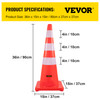 Safety Cones, 6 x 36" Traffic Cones, PVC Orange Construction Cones, Reflective Collars Traffic Cones with Weighted Base Used for Traffic Control, Driveway Road Parking and School Improvement