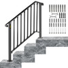 Handrails for Outdoor Steps, Fit 3 or 4 Steps Outdoor Stair Railing, Picket#3 Wrought Iron Handrail, Flexible Porch Railing, Black Transitional Handrails for Concrete Steps or Wooden Stairs