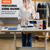 Industrial Sewing Machine, Heavy-duty Lockstitch Sewing Machine with 550W Servo Motor Table Stand, Electro-mechanization Intelligent Start-stop, 0-5mm Industrial Straight Stitch 5000s.p.m