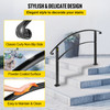 Handrails for Outdoor Steps, Fit 1 or 3 Steps Outdoor Stair Railing, Black Wrought Iron Handrail, Flexible Front Porch Hand Rail, Transitional Handrails for Concrete Steps or Wooden Stairs