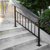 Outdoor Stair Railing, Fits for 1-5 Steps Transitional Wrought Iron Handrail, Adjustable Exterior Stair Railing with Fence, Handrails for Concrete Steps with Installation Kit, Matte Black