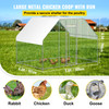 Large Metal Chicken Coop with Run, Walkin Chicken Run for Yard with Waterproof Cover, Outdoor Poultry Cage Hen House, 6.5x9.8x6.5ft Large Space for Duck Coops and Rabbit Runs, Silver