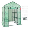 Walk-in Green House, 4.6 x 4.6 x  6.6 ft  Greenhouse with Shelves, Set Up in Minutes, High Strength PE Cover with Doors & Windows and Steel Frame, Suitable for Planting and Storage, Green