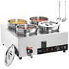 Electric Soup Warmer, Four 7.4QT Stainless Steel Round Pot 86~185°F Adjustable Temp, 1500W Commercial Bain Marie with Anti-dry Burn and Reset Button, Soup Station for Restaurant, Buffet, Silver