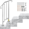 Outdoor Stair Railing, Alloy Metal Hand Railing, Fit 1 or 2 Steps Flexible Transitional Handrail, Outdoor Stair Rail W/ Installation Kit, Step Handrail for Concrete or Wooden Stairs, Silver