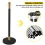 Crowd Control Stanchion, Set of 6 Pieces Stanchion Set, Stanchion Set with 5 ft/1.5 m Black Velvet Rope, Black Crowd Control Barrier w/Sturdy Concrete and Metal Base â€“ Easy Connect Assembly
