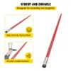 Hay Spear 49" Bale Spear 4500 lbs Capacity, Bale Spike Quick Attach Square Hay Bale Spears 1 3/4" wide, Red Coated Bale Forks, Bale Hay Spike with Hex Nut & Sleeve for Buckets Tractors Loaders