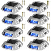 Driveway Lights 8-Pack Solar Driveway Lights Bright Blue Solar Deck Lights Outdoor Waterproof Wireless Dock Lights 6 LEDs for Deck Dock Driveway Path Warning Garden Walkway Sidewalk Steps