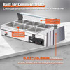 6-Pan Commercial Food Warmer, 6 x 12QT Electric Steam Table with Tempered Glass Cover, 1500W Countertop Stainless Steel Buffet Bain Marie 86-185Â°F Temp Control for Catering, Restaurants, Silver
