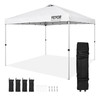 Pop Up Canopy Tent, 10 x 10 ft, 250 D PU Silver Coated Tarp, with Portable Roller Bag and 4 Sandbags, Waterproof and Sun Shelter Gazebo for Outdoor Party, Camping, Commercial Events, White