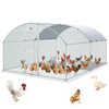 Large Metal Chicken Coop with Run, Walkin Chicken Coop for Yard with Waterproof Cover, 13.1 x 9.8 x 6.6 ft, Dome Roof Large Poultry Cage for Hen House, Duck Coop and Rabbit Run, Silver
