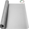 Garage Floor Mat 4.9x9.2 ft Vinyl Garage Flooring Roll Anti-Slide Diamond Texture Silver Garage Mats for Under Car 45 sqft Covering Space DIY PVC Garage Floor Mat for Gyms Boats Car Trailer