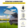 Car Side Awning, 4.6'x6.6', Pull-Out Retractable Vehicle Awning Waterproof UV50+, Telescoping Poles Trailer Sunshade Rooftop Tent w/ Carry Bag for Jeep/SUV/Truck/Van Outdoor Camping Travel, Grey