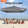 Pop Up Canopy Tent, 10 x 10 ft, 250 D PU Silver Coated Tarp, with Portable Roller Bag and 4 Sandbags, Waterproof and Sun Shelter Gazebo for Outdoor Party, Camping, Commercial Events, Dark Gray (100-21718)