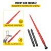 Hay Spear 49" Bale Spear 3000 lbs Capacity, Bale Spike Quick Attach Square Hay Bale Spears 1 3/4" Wide, Red Coated Bale Forks, Bale Hay Spike with 2 Stabilizer Spears Conus 2 (100-41836)