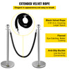 VEVOR Crowd Control Stanchion, Set of 2 Pieces Stanchion, Stanchion Set with 5 ft/1.5 m Black Velvet Rope, Silver Crowd Control Barrier w/Sturdy Concrete and Metal Base – Easy Connect Assembly