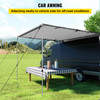 Car Side Awning, 6.5'x8.2', Pull-Out Retractable Vehicle Awning Waterproof UV50+, Telescoping Poles Trailer Sunshade Rooftop Tent w/ Carry Bag for Jeep/SUV/Truck/Van Outdoor Camping Travel, Grey