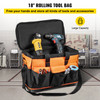 Rolling Tool Bag, 18in Tool Bag with Wheels, 17 Pockets Roller Tool Bag, 110lb Load Capacity Rolling Tool Bag w/Wheels, Roller Tool Box w/Two 2.56in Wheels, Rolling Tote w/Telescoping Handle