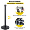 Crowd Control Stanchion, Set of 4 Pieces Stanchion Set, Stanchion Set with 6.6 ft/2 m Black Retractable Belt, Black Crowd Control Barrier w/Concrete and Metal Base - Easy Connect Assembly