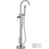 Freestanding Tub Filler, Bathtub Shower Mixer Taps Brass Chrome Plated, Floor Mount Single Handle Bathroom Tub Faucets with Hand Sprayer