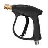 Short Pressure Washer Gun, 4350 PSI High Power Washer Spay Gun, M22-14 Inlet & 1/4'' Outlet Hose Connector Foam Gun, Stainless Steel Pressure Washer Handle with 5 Color Quick Connect Nozzles