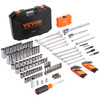 Mechanics Tool Set and Socket Set, 1/4" and 3/8" Drive Deep and Standard Sockets, 145 Pcs SAE and Metric Mechanic Tool Kit with Bits, Combination Wrench, Hex Wrenches, Accessories, Storage Case