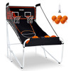 Foldable Basketball Arcade Game, 2 Player Indoor Basketball Game, Home Dual Shot Sport with 5 Balls, 8 Game Modes, Electronic Scoreboard, and Inflation Pump, for Kids, Adults (Black & White)