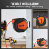 Retractable Air Hose Reel, 3/8 IN x 50 FT Hybrid Air Hose Max 300PSI, Air Compressor Hose Reel with 5 ft Lead in, Ceiling / Wall Mount Enclosed Air Reel, 180° Swivel Mount