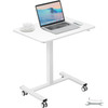 Mobile Standing Desk, 28"-44" Gas-Spring Height Adjustable Sit-Stand Desk, 4 360° Swivel Wheels (2 Lockable) Portable Rolling Laptop Table Computer Cart for Home Office School, 40LBS Loading