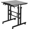 Mobile Standing Desk, 26.4"-44.9" Gas-Spring Height Adjustable Sit-Stand Desk, Home Office Rolling Laptop Table 360° Swivel Wheels (4 Lockable), 0-45° Tillable Desktop, 2 Hooks, 40LBS Loading