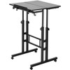 Mobile Standing Desk, 26.4"-44.9" Gas-Spring Height Adjustable Sit-Stand Desk, Home Office Rolling Laptop Table 360Â° Swivel Wheels (4 Lockable), 0-45Â° Tillable Desktop, 2 Hooks, 40LBS Loading