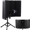 Microphone Isolation Shield, 5-Panel, Studio Recording Mic Sound Shield, with Pop Filter Desktop Tripod Stand and 3/8'' to 5/8'' Microphone Adapter, for Blue Yeti and Condenser Microphones