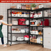 76''H Wire Shelving Loads 2100LBS, 5 Tier Metal Shelving with Adjustable Storage Shelves 36''W Garage Shelving Heavy Duty with Wheels Metal Shelves for Storage Rack, 76''HX36''WX16''D