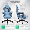 Gaming Chair Tech Fabric With Pocket Spring Cushion, Ergonomic Computer Chair With Linkage Armrests And Footrest, Comfortable Reclining Game Office Chair For Adult And Teen