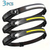3PCs Powerful LED Multi-mode Induction Headlight, Outdoor Motion Sensor Headlamp, Rechargeable For Running Camping Hiking Etc