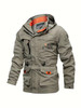 Copy of Men's Outdoor Sports Jacket, Detachable Hood Climbing Coat, Travel Windbreaker, Casual Hiking Outerwear, Athletic Style Khaki