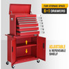 6 Drawers 3-in-1 Rolling Tool Chest, Heighten Tool Service Cart Storage Cabinet w/Wheels, Detachable Top, Tool Organizer Box for Garage, Warehouse & Repair Shop