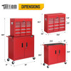 6 Drawers 3-in-1 Rolling Tool Chest, Heighten Tool Service Cart Storage Cabinet w/Wheels, Detachable Top, Tool Organizer Box for Garage, Warehouse & Repair Shop