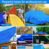 Heavy Duty Waterproof Tarp - Extra Thick 8 Mil, Tear & UV Resistant, Blue & Orange with Black Grommets, Reinforced Edges - Ideal for Camping, Patio, Pool, Boat, Car Size 16 x 20 ft