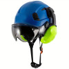 Construction Work Safety Helmet With Goggles And Noise-reducing Industrial Protective Soundproof Earmuffs Hard Hat, (hard Hat+earmuffs+goggles) Set Or (hard Hat+earmuffs) Set Blue color with D suit
