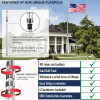 25FT Telescopic Flag Pole Kit For Outdoor In Ground, Extra Thick Black Telescoping Flagpole With 3X5FT US Flag Golden Ball Finial For Residential Or Commercial With Dual Flag Fly