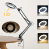1pc 10X LED Lighted Magnifying Glass with Adjustable Stand - USB-Powered, 3 Color Modes, Stepless Dimming, 360Â° Rotation, Sleek Design for Home Use