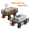Heavy-Duty Steel Garden Dump Cart, 400lbs Capacity, with 2-in-1 Convertible Handle - Easy Pull & Carry, Removable Sides, Utility Liner, 10in All-Terrain Wheels - Ideal for Yard Work & Outdoor Projects