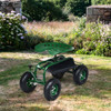Steerable Garden Cart w/Extendable Handle, Storage Basket, Adjustable Seat, 2 Tool Trays & 4 Rubber Wheels, Garden Rolling Scooter, Heavy-duty Rolling Work Seat for Planting, Green