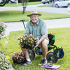 Garden Cart Work seat, Rolling Height Adjustable Garden Stool Cart with 360° Swivel Seat & Cushion, 2 Steering Handles, Heavy Duty Garden Wagon Scooter w/ Basket & Tool Tray, Green